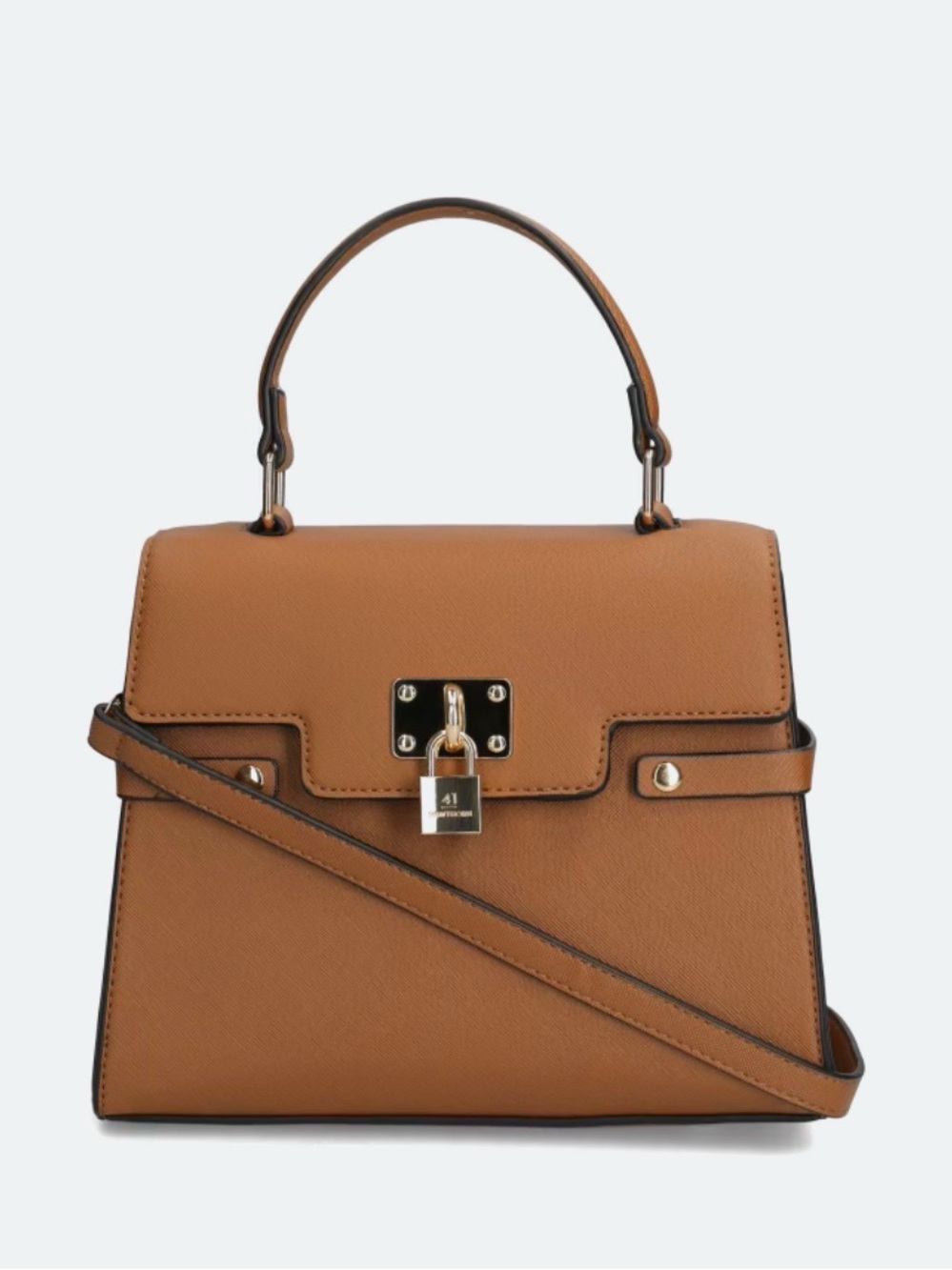 41 Hawthorn Structured Tabitha Satchel in Brown with Gold Lock